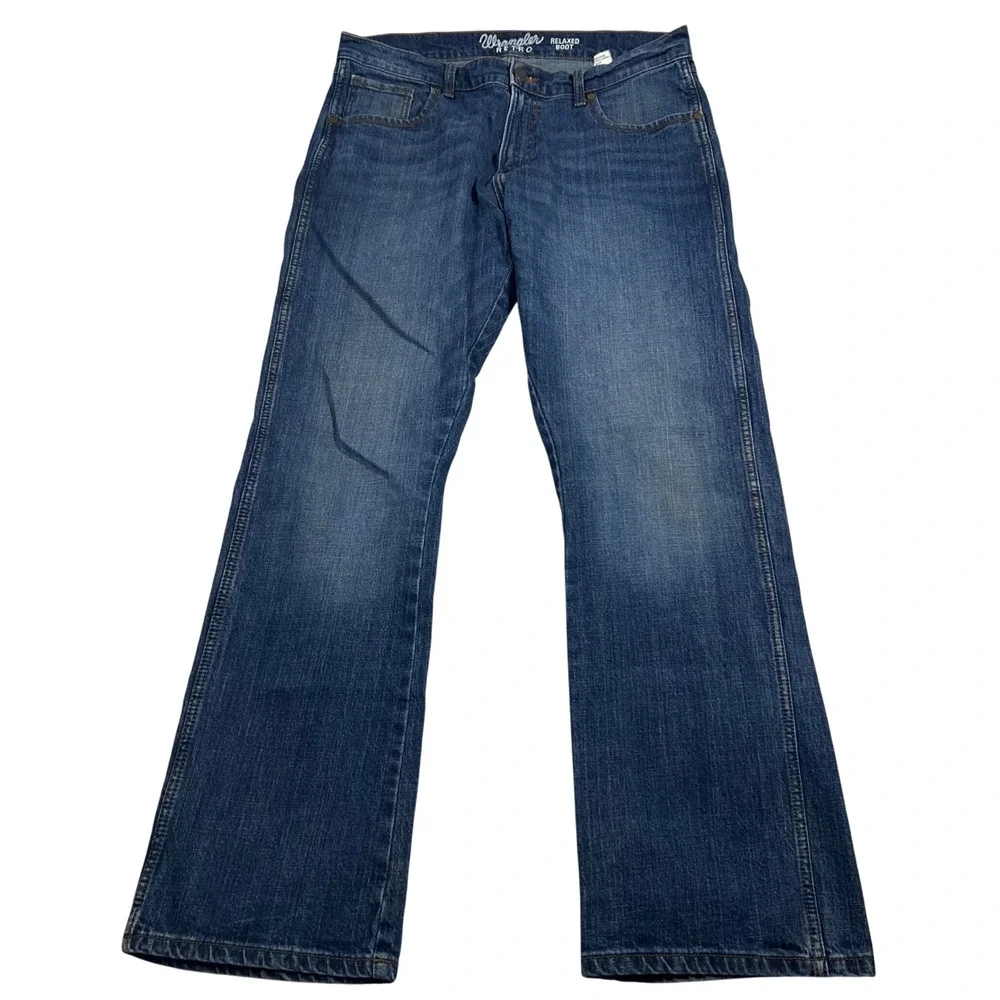 Wrangler Jeans Mens 34x34 Blue Retro Relaxed Bootcut Medium Wash 10WRT20JH